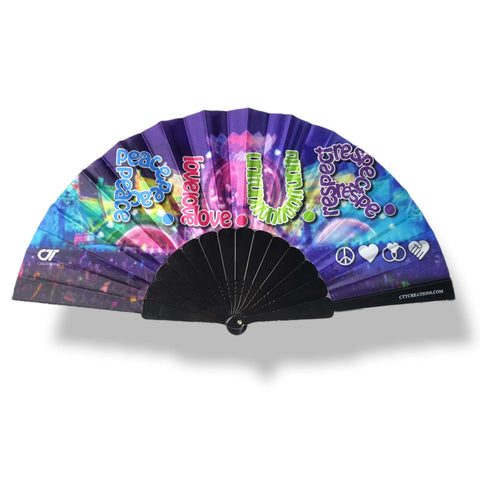 Mini Hand Fan - PLUR (Peace Love Unity Respect)