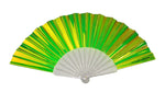 Mini Hand Fan - Clear Iridescent Multichrome (Electric Yellow Banana) With Sparkly Ribs