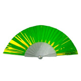 Mini Hand Fan - Clear Iridescent Multichrome (Electric Yellow Banana) With Sparkly Ribs