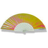 Mini Hand Fan - Clear Iridescent Multichrome (Pure White) With Sparkly Ribs